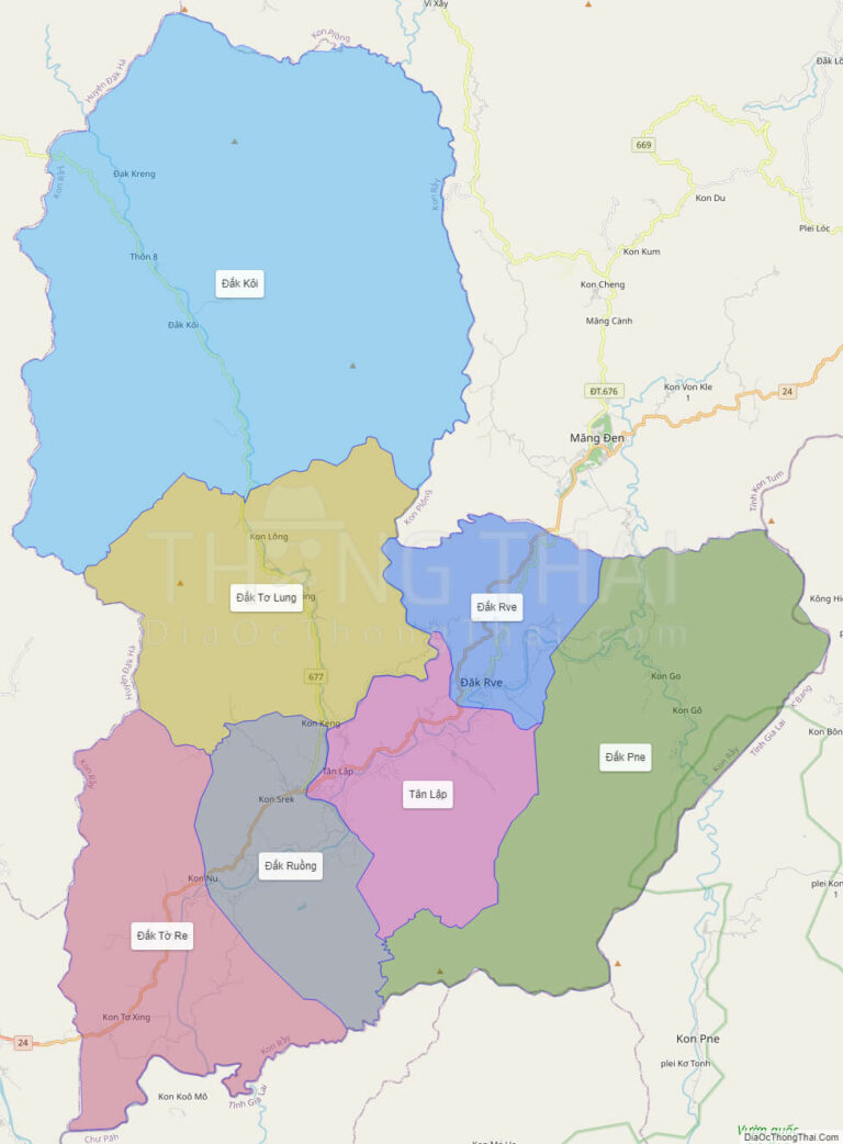 High-resolution political map of Kon Ray