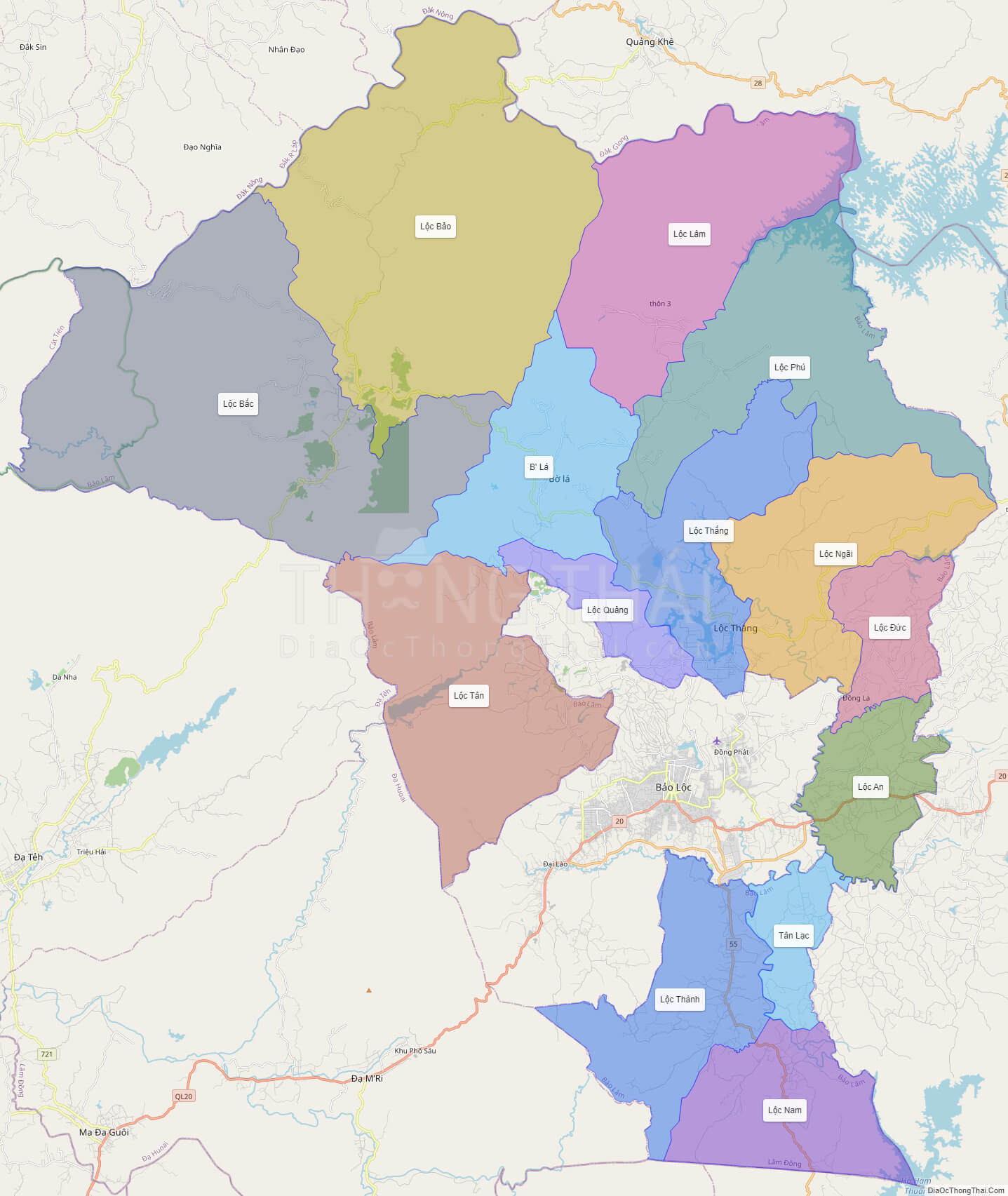 bản đồ huyện Bảo Lâm Lâm Đồng