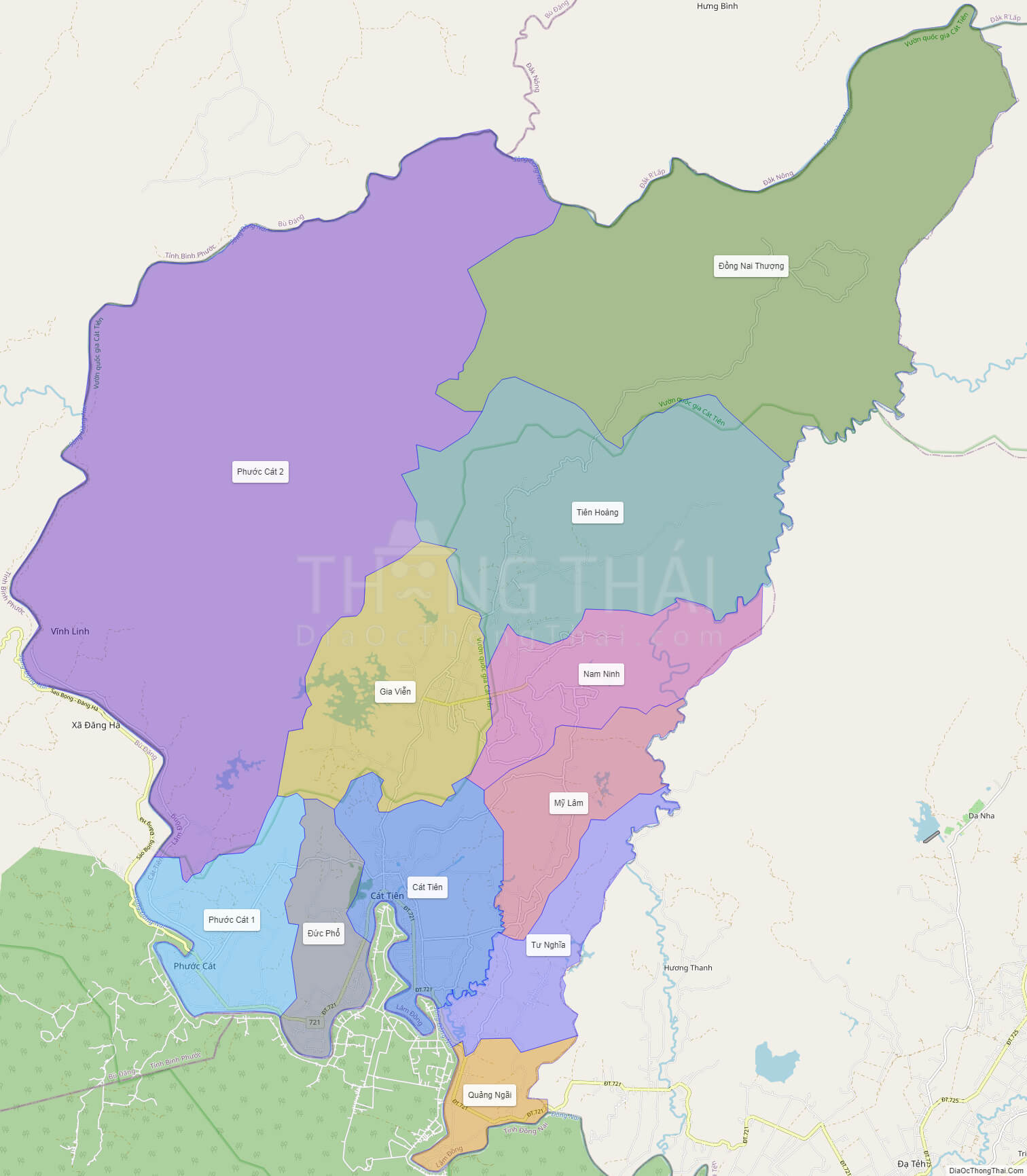 bản đồ huyện cát tiên tỉnh lâm đồng