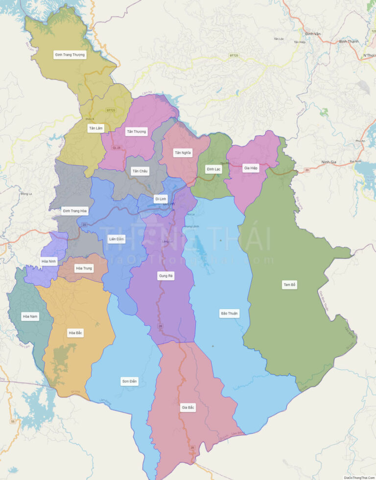 Bản đồ hành chính Huyện Di Linh