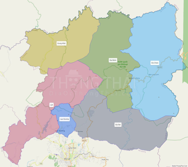 High-resolution political map of Lac Duong