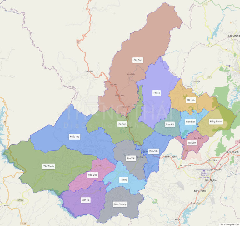 Bản đồ hành chính Huyện Lâm Hà