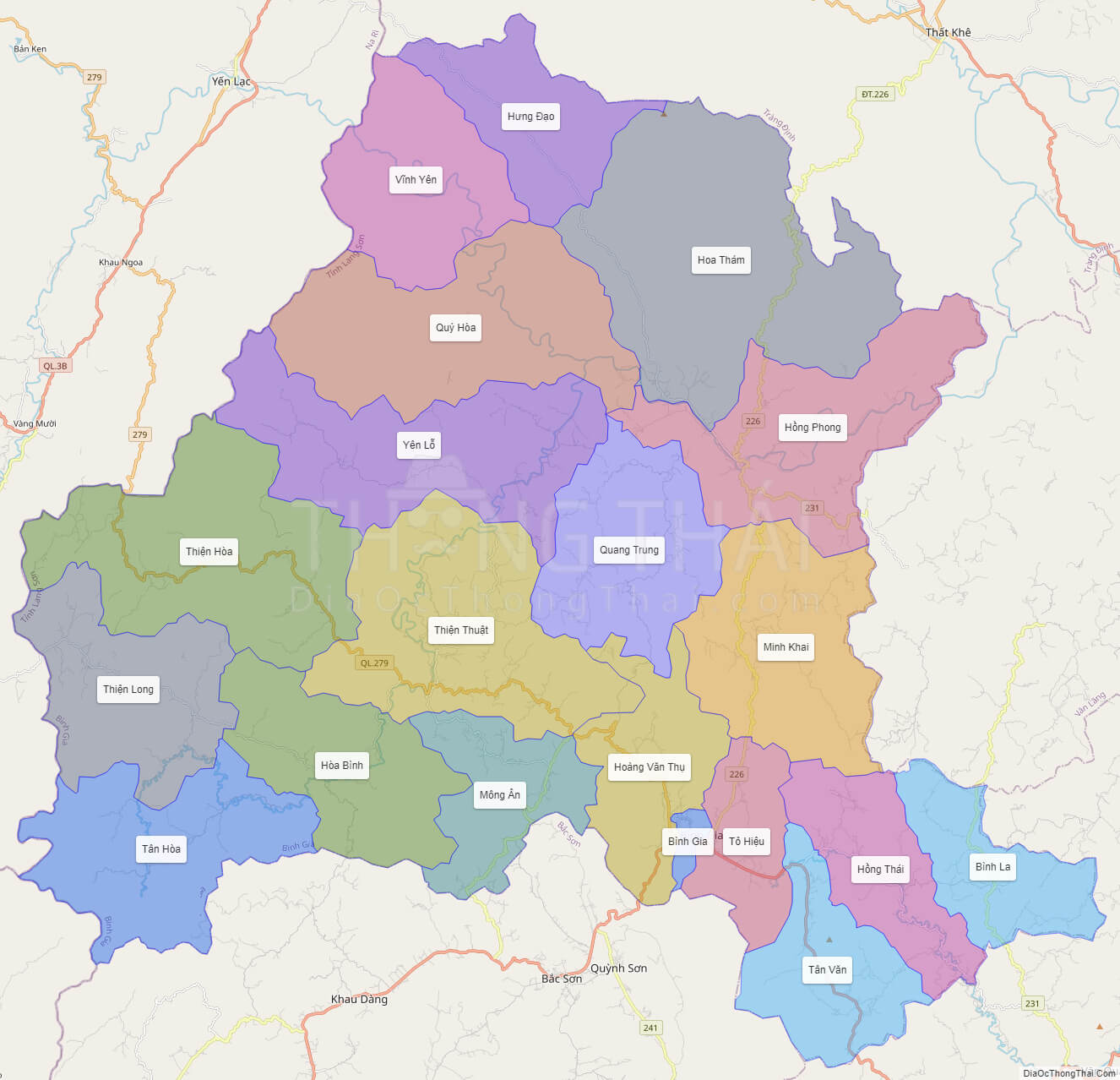 Bản đồ huyện Bình Gia - Lạng Sơn - Địa Ốc Thông Thái
