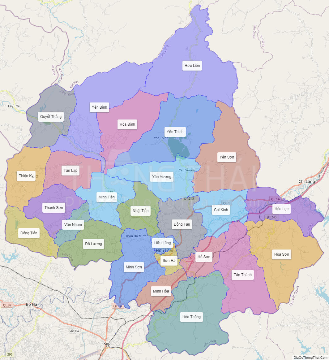 Bản đồ huyện Hữu Lũng - Lạng Sơn - Địa Ốc Thông Thái