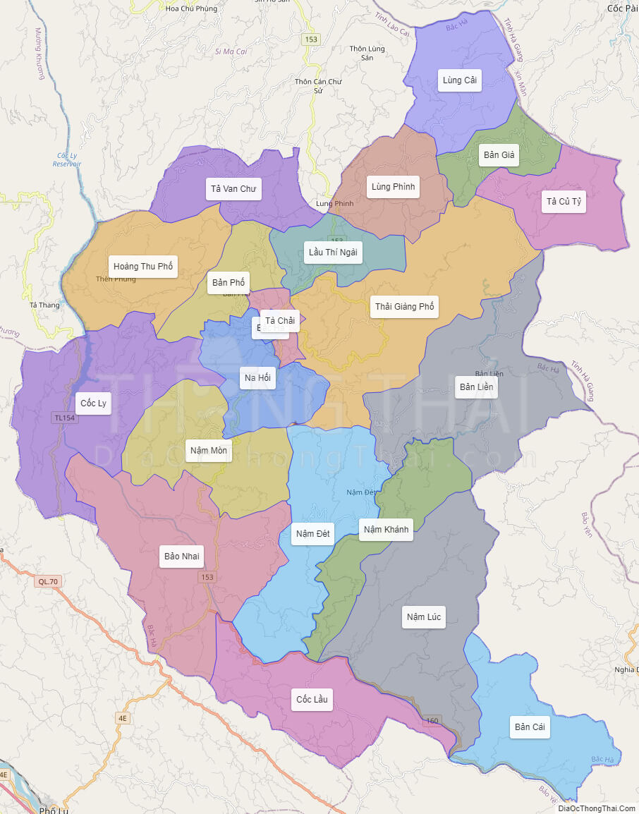 Bản đồ huyện Bắc Hà tỉnh Lào Cai