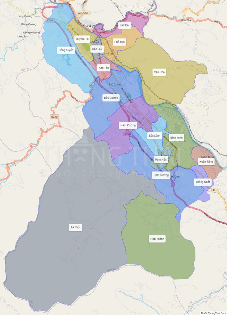 High-resolution political map of Lao Cai