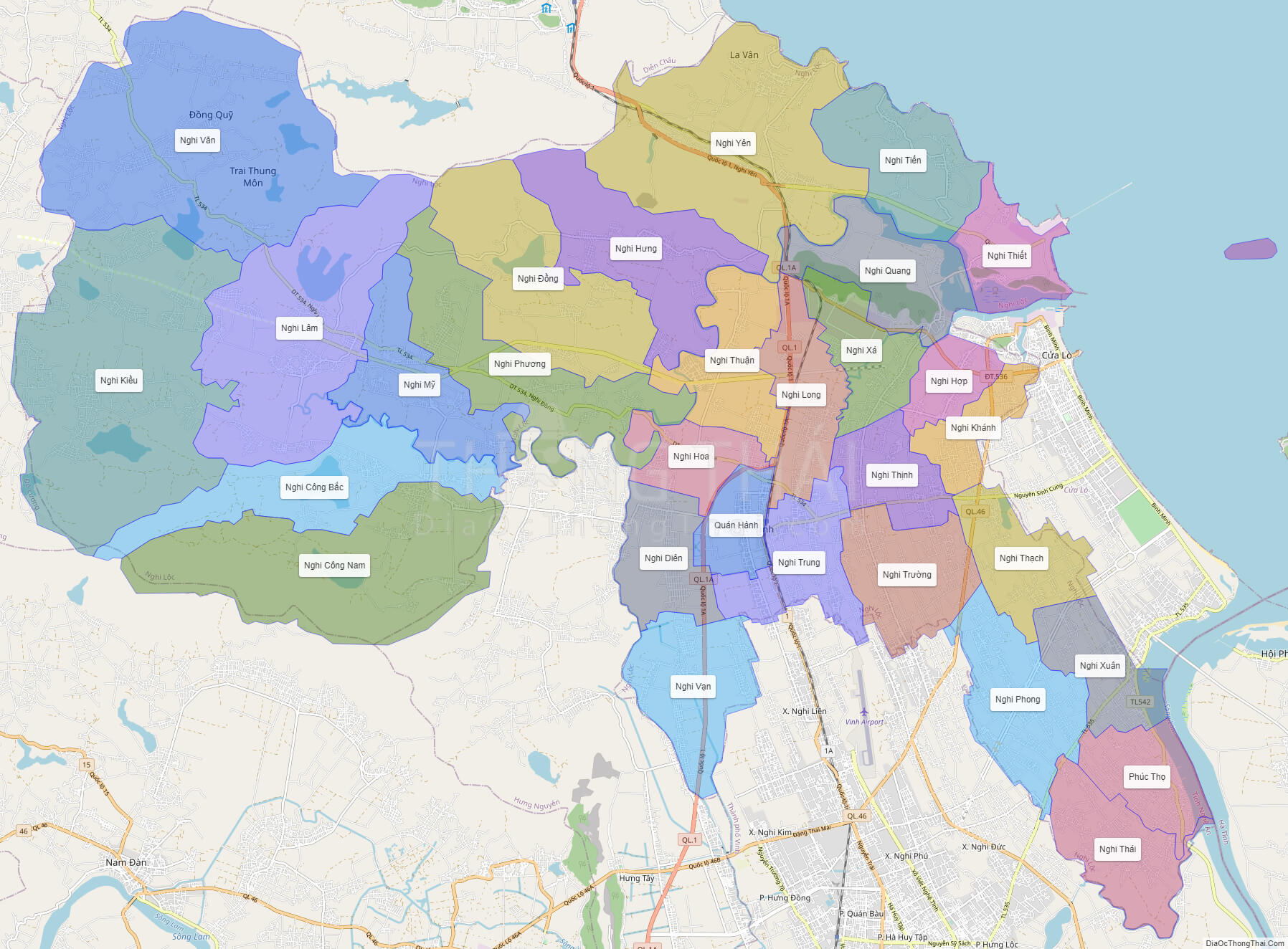 Bản đồ huyện Nghi Lộc - Nghệ An - Địa Ốc Thông Thái