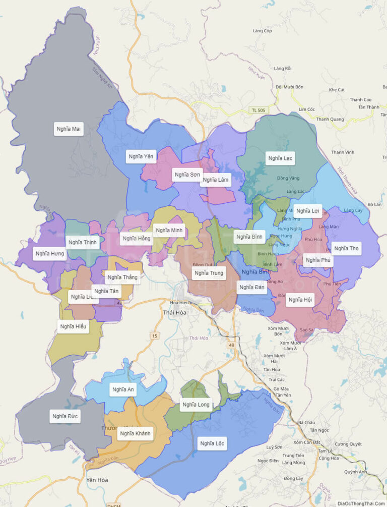 High-resolution political map of Nghia Dan