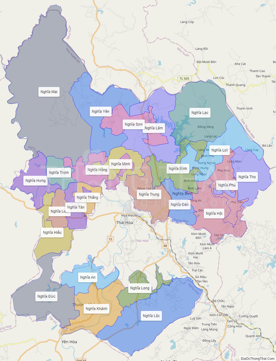Bản đồ huyện Nghĩa Đàn - Nghệ An - Địa Ốc Thông Thái