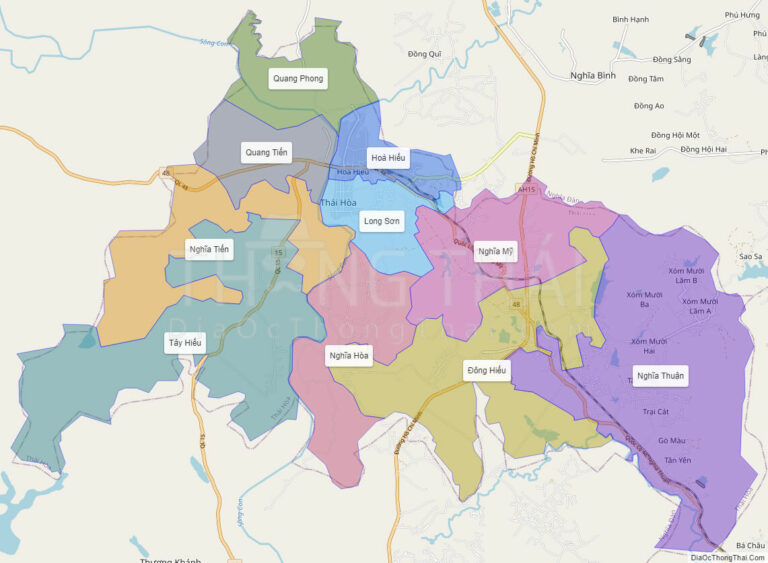 Bản đồ hành chính Thị xã Thái Hoà