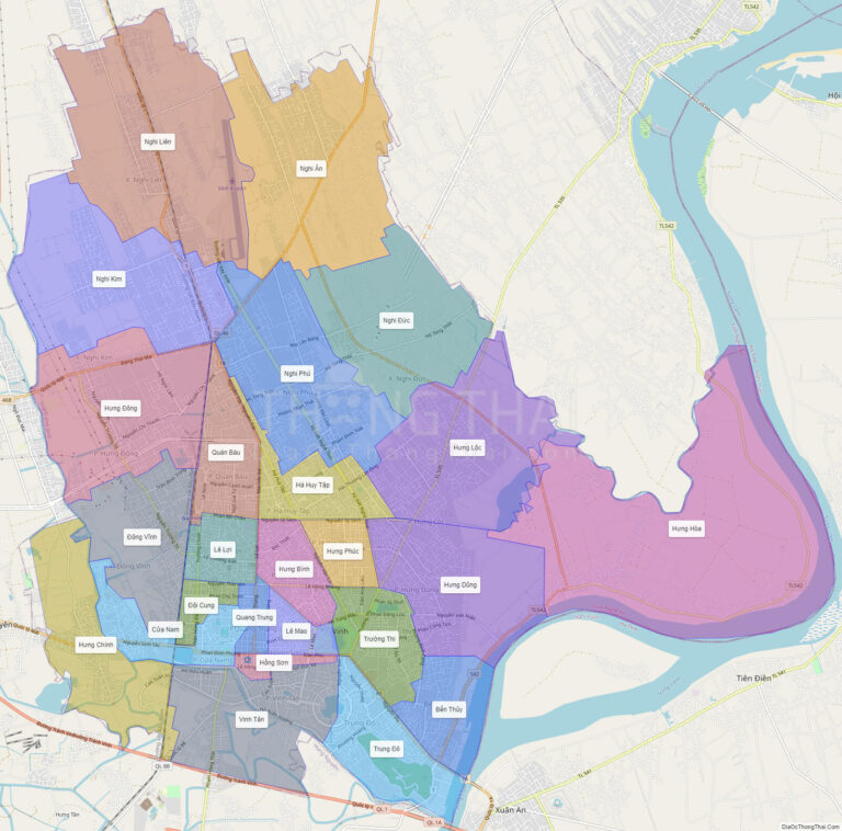 High-resolution political map of Vinh