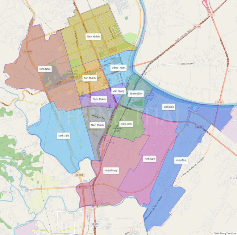 High-resolution political map of Ninh Binh