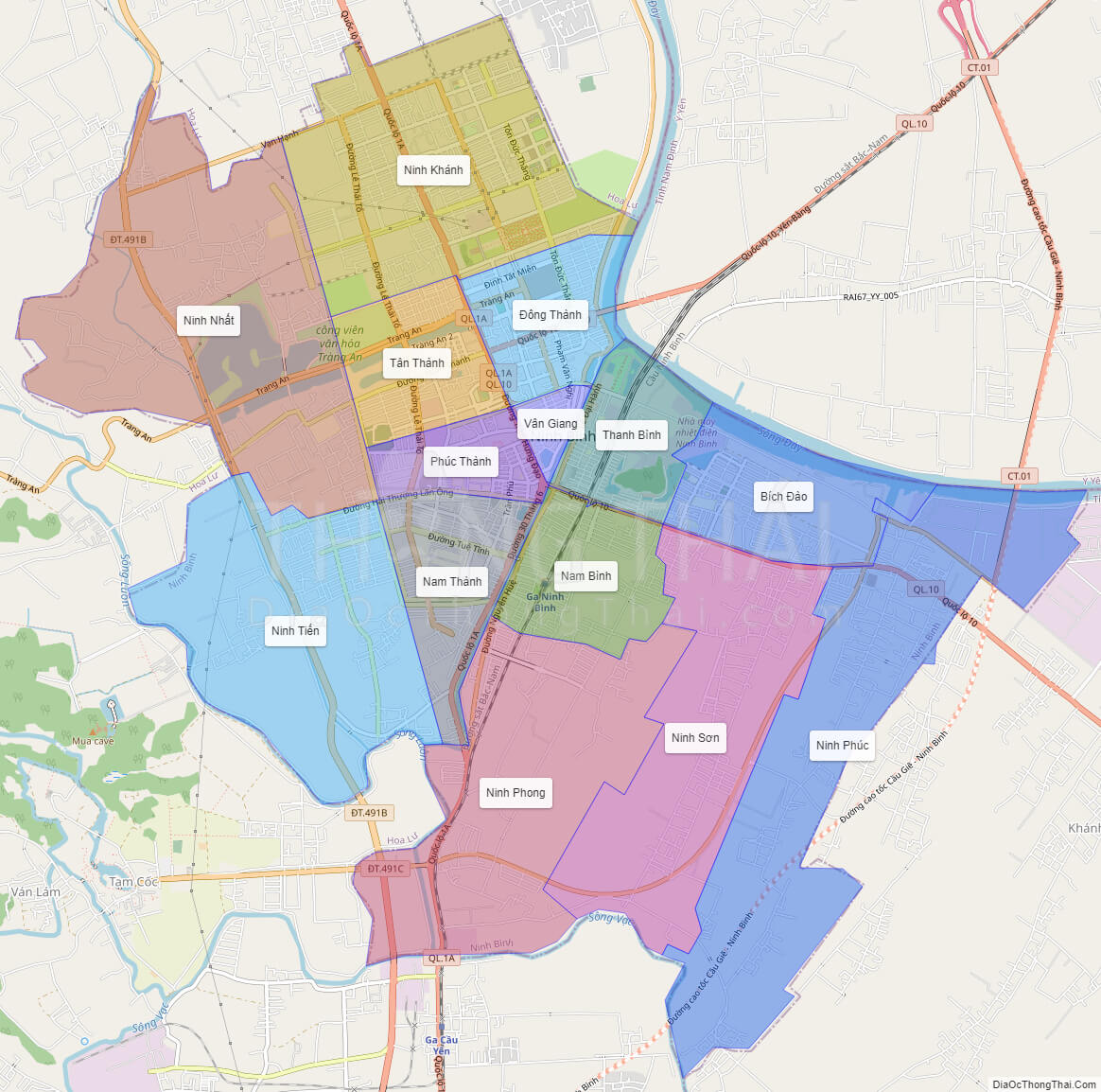 bản đồ hành chính thành phố Ninh Bình