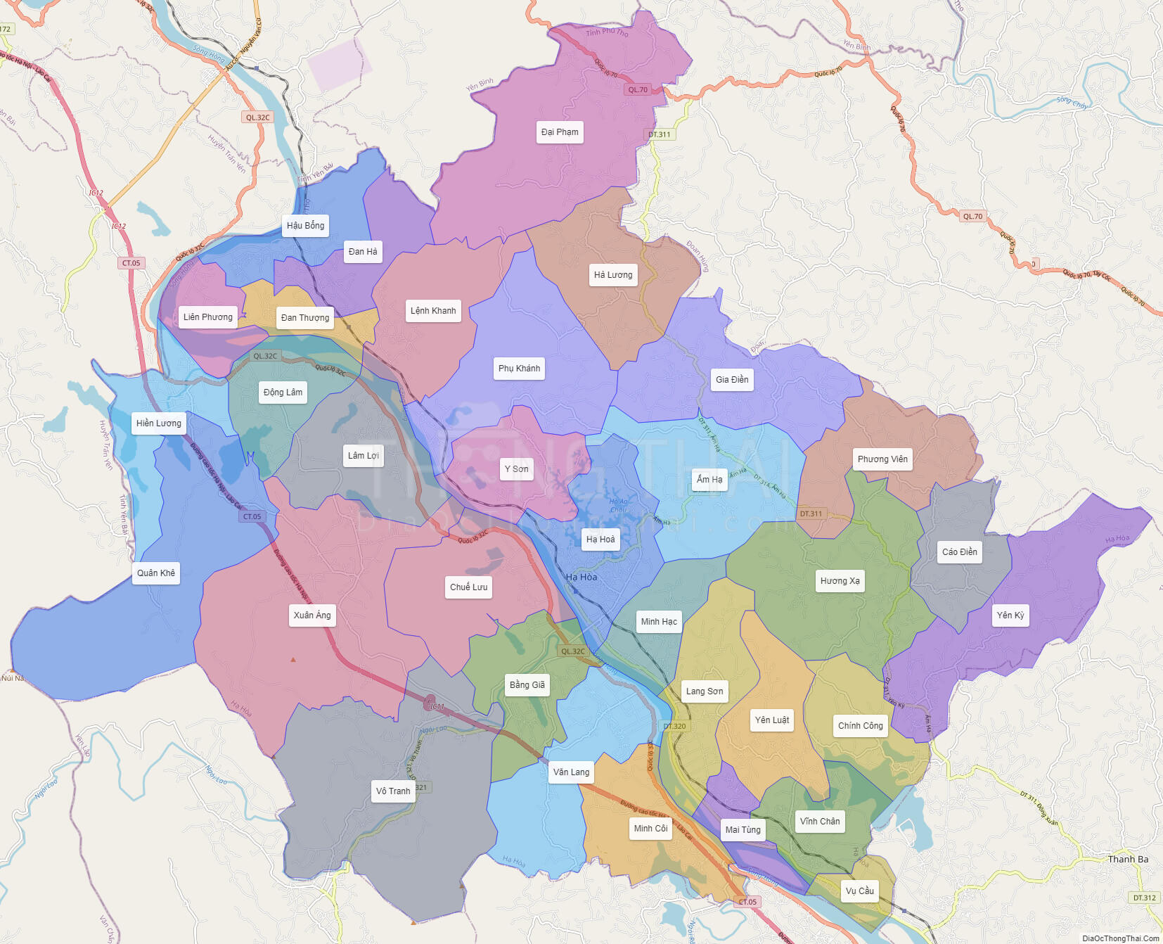 bản đồ hành chính huyện hạ hòa tỉnh phú thọ