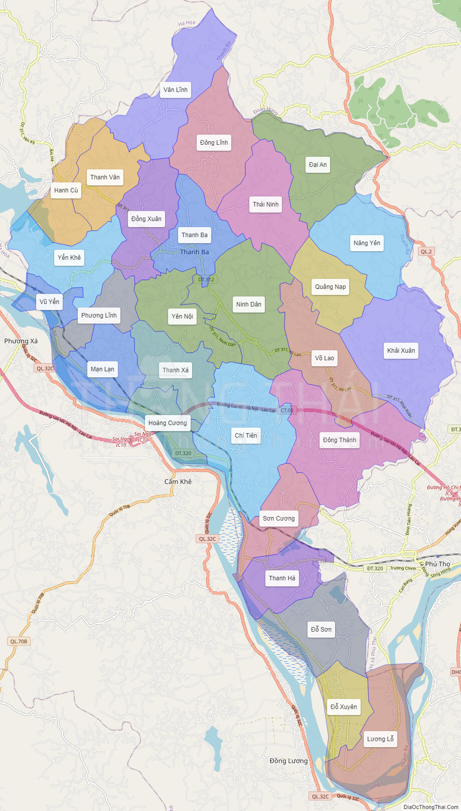 bản đồ huyện thanh ba phú thọ