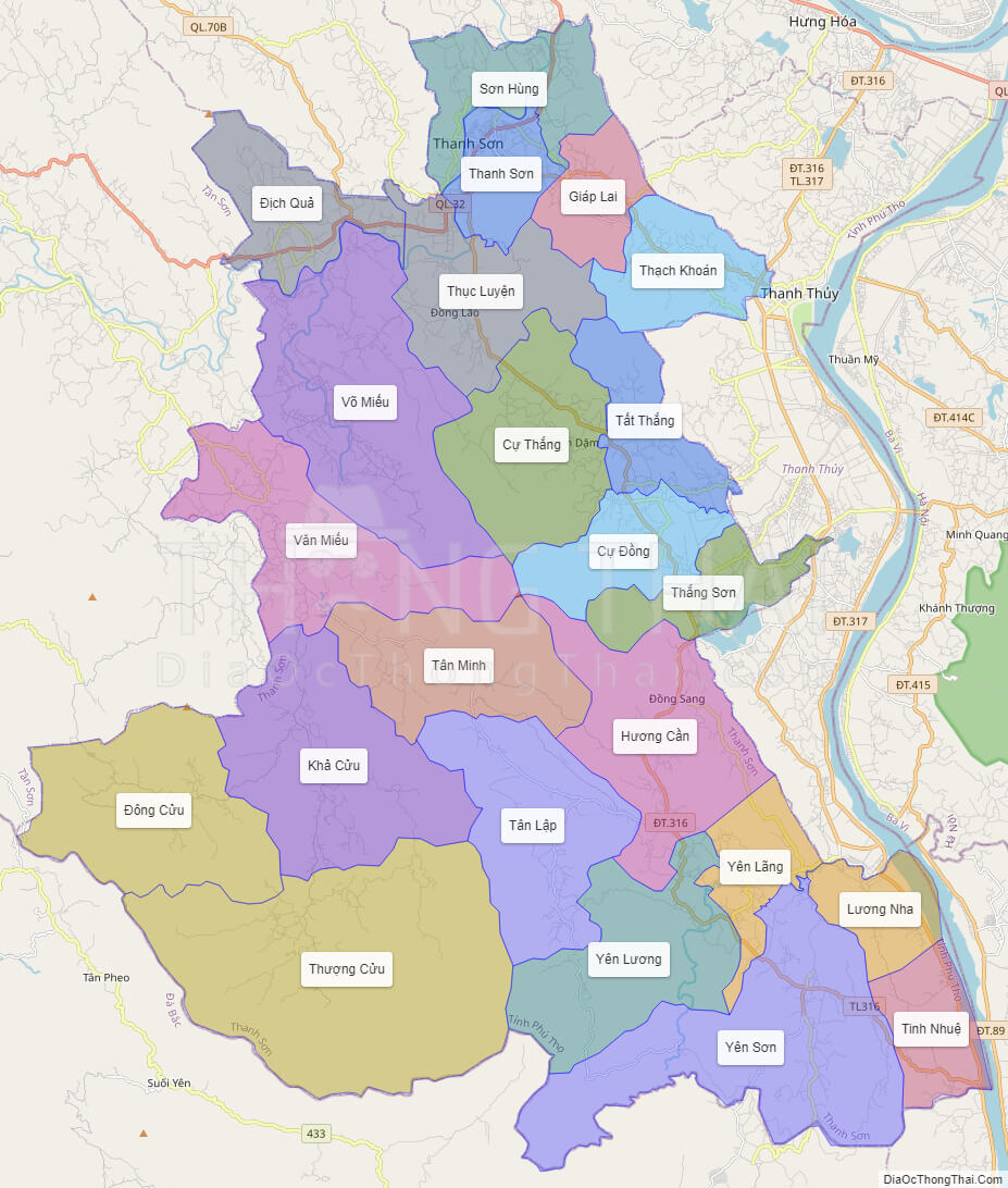 bản đồ hành chính huyện thanh sơn tỉnh phú thọ