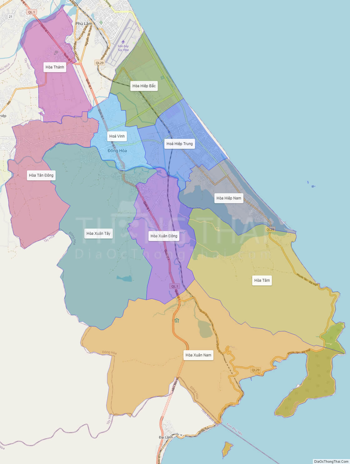 Bản đồ thị xã Đông Hòa Phú Yên