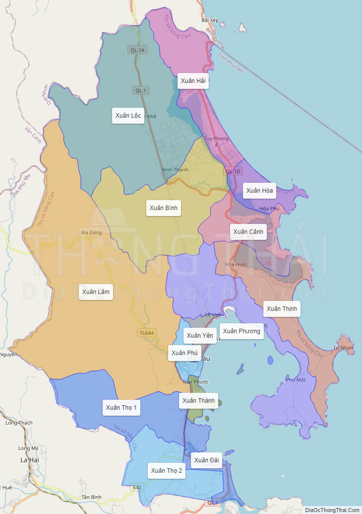 Bản đồ Thị xã Sông Cầu - Phú Yên - Địa Ốc Thông Thái