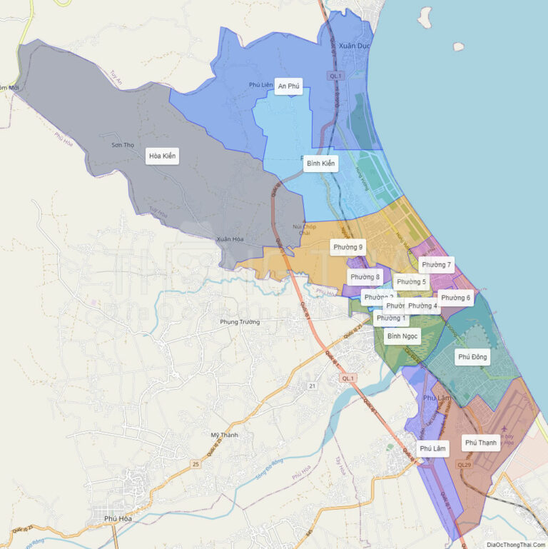 Bản đồ hành chính Thành phố Tuy Hoà