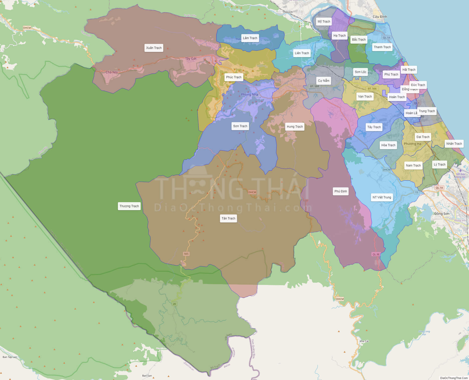 Bản đồ huyện Bố Trạch Quảng Bình: 
Bố Trạch là một huyện thuộc tỉnh Quảng Bình, với bản đồ mới cập nhật năm 2024, du khách có thể dễ dàng tìm hiểu và khám phá những điểm đến thú vị. Huyện này nổi tiếng với các thắng cảnh đẹp như Hang Vọng, Chùa Thiên Mụ, Khu di tích cố đô Hoàng Châu. Đến đây, du khách sẽ được khám phá và trải nghiệm những điều tuyệt vời của miền Trung Việt Nam.