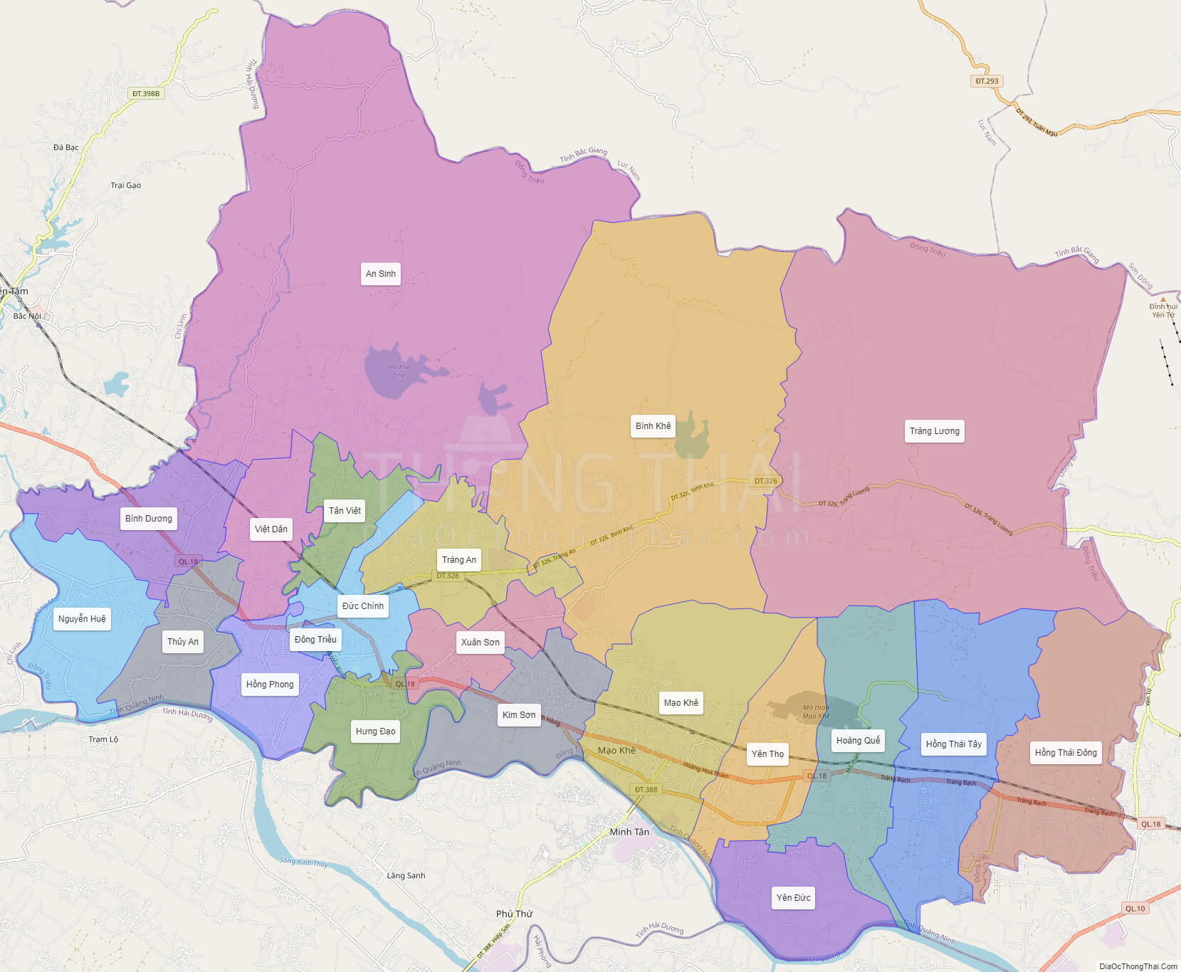 Bản đồ bản đồ thị xã đông triều quảng ninh đầy đủ chi tiết địa danh