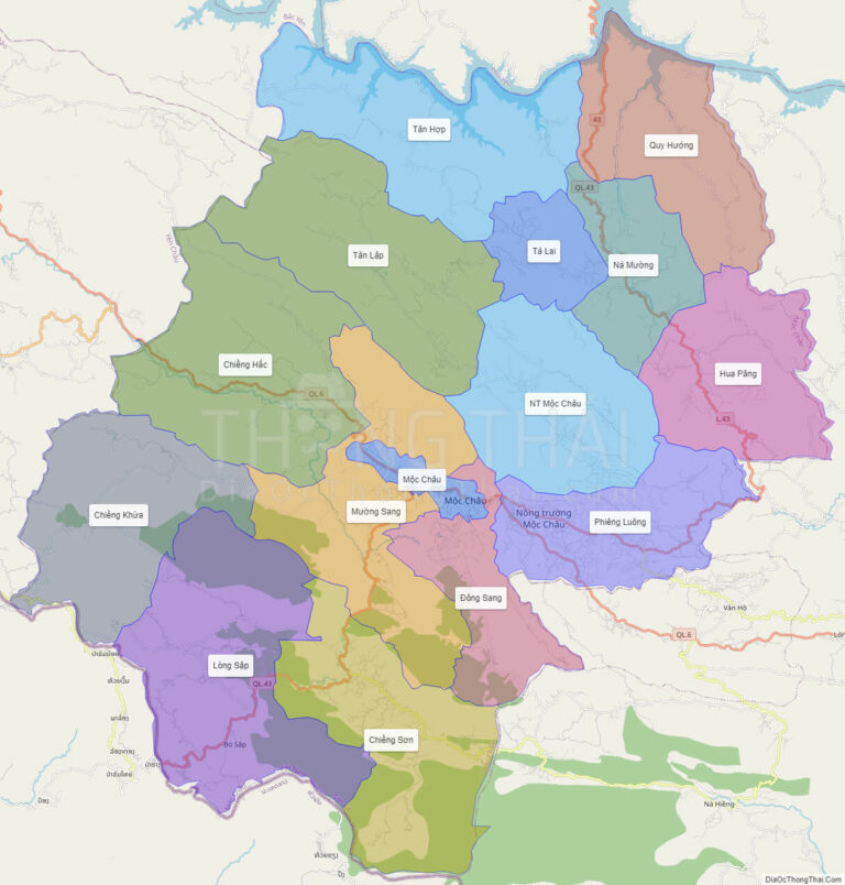 High-resolution political map of Moc Chau