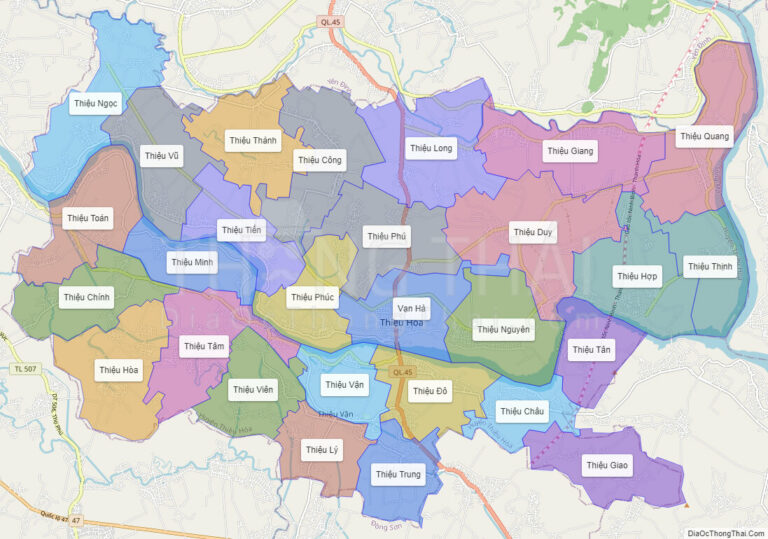 High-resolution political map of Thieu Hoa