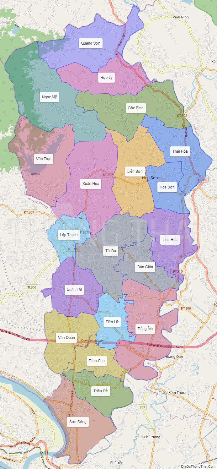 Bản đồ hành chính Huyện Lập Thạch