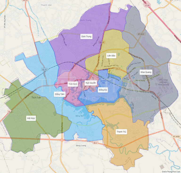 High-resolution political map of Vinh Yen