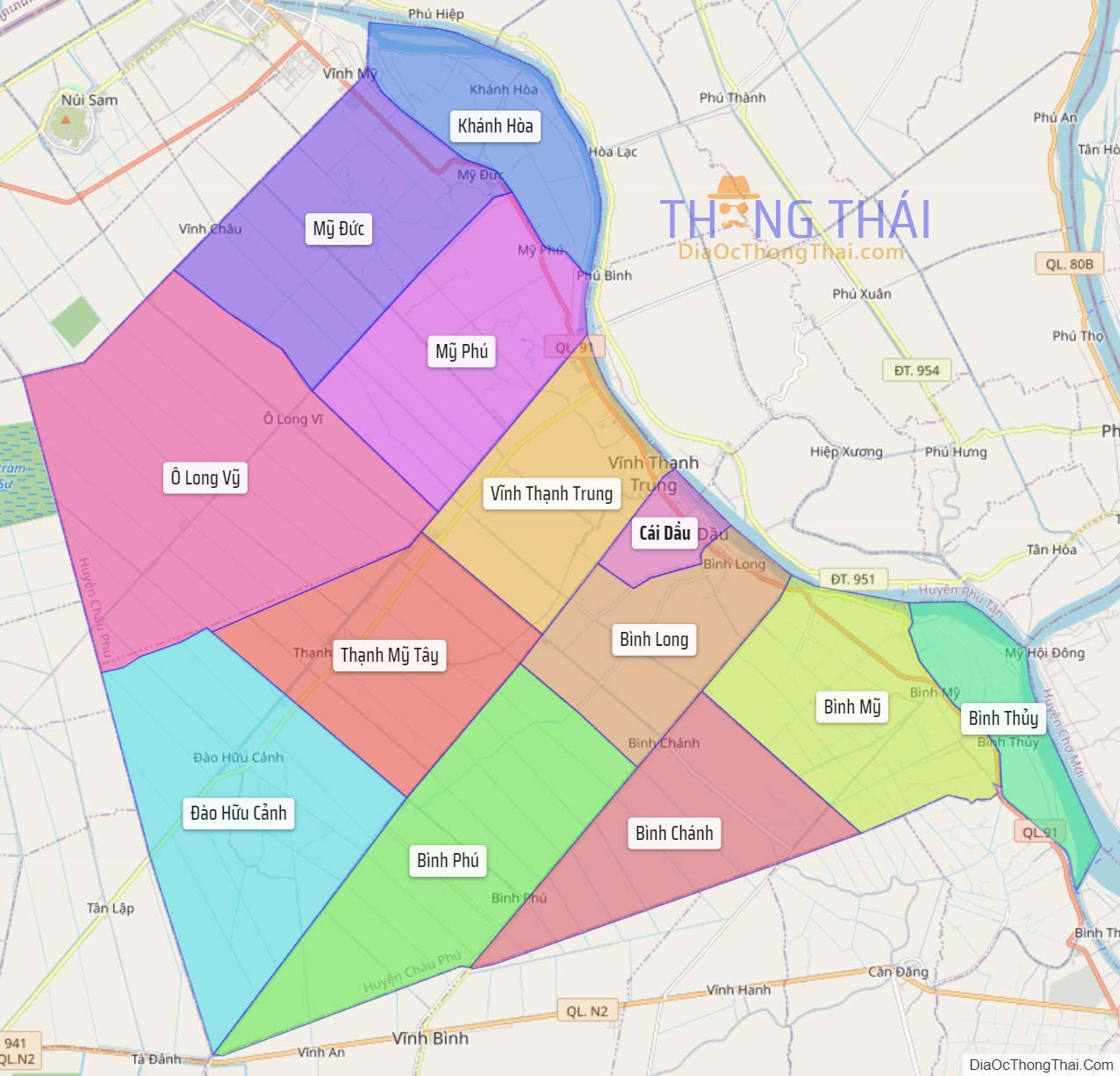 Bản đồ huyện Châu Phú.
