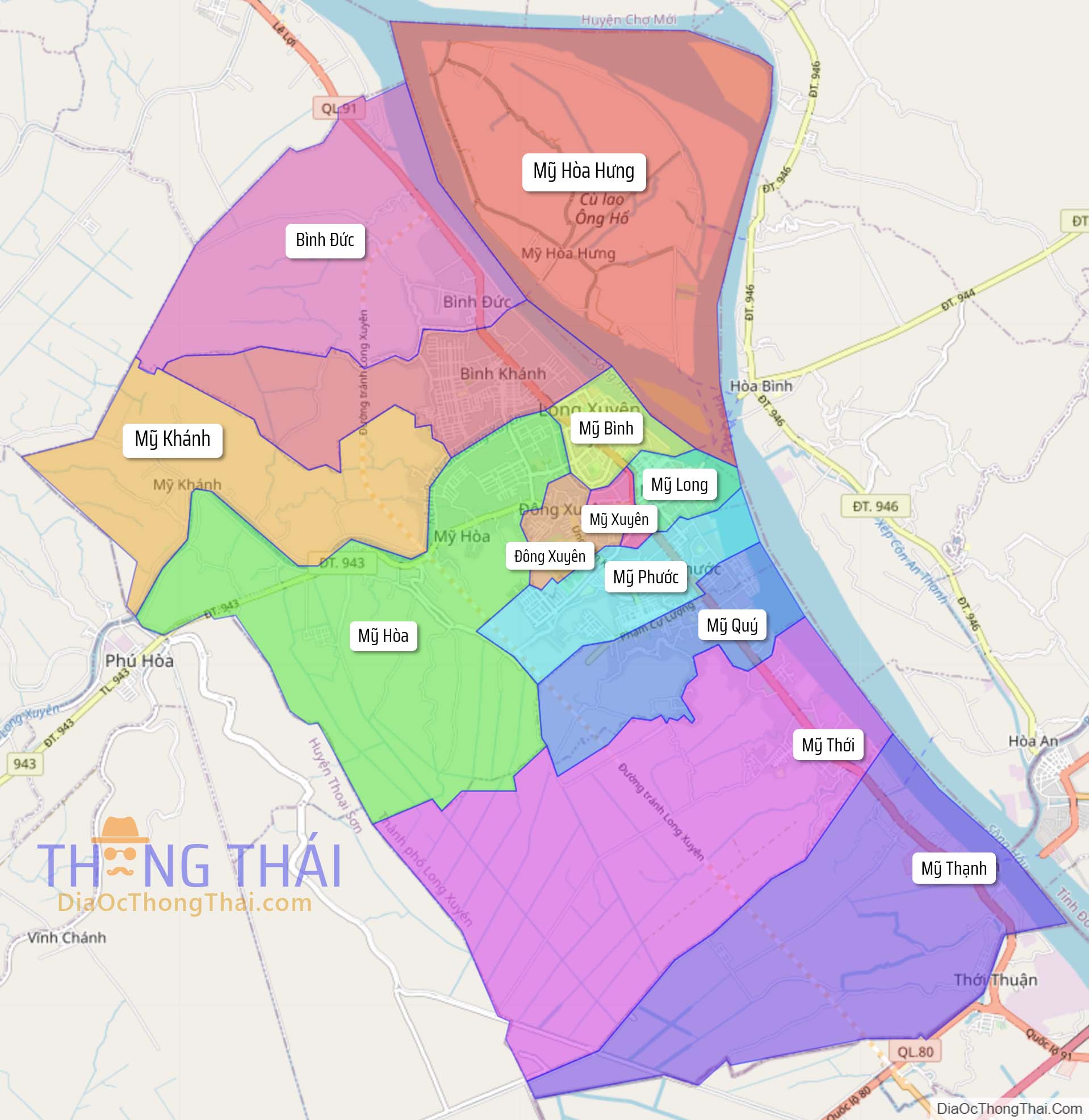 Bản đồ thành phố Long Xuyên