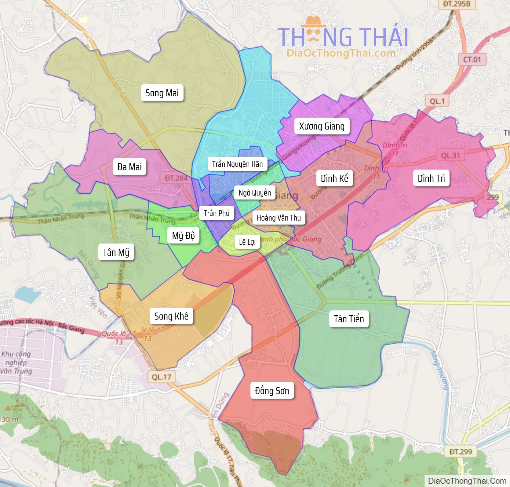 Bản đồ thành phố Bắc Giang.