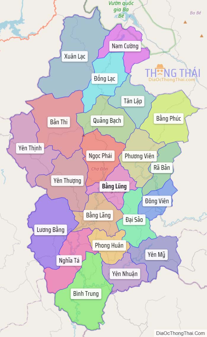 Bản đồ huyện Chợ Đồn.