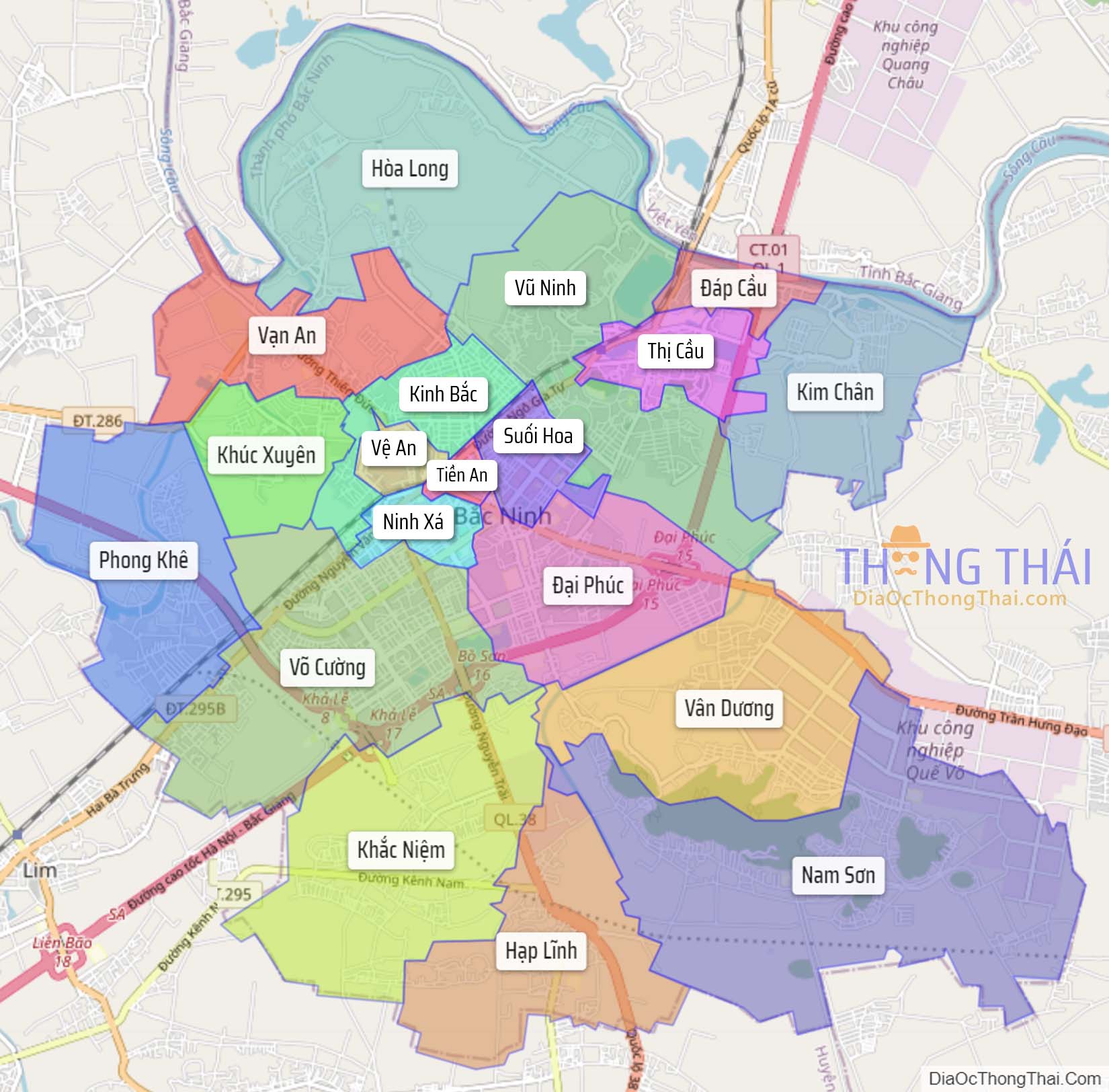 Bản đồ thành phố Bắc Ninh.