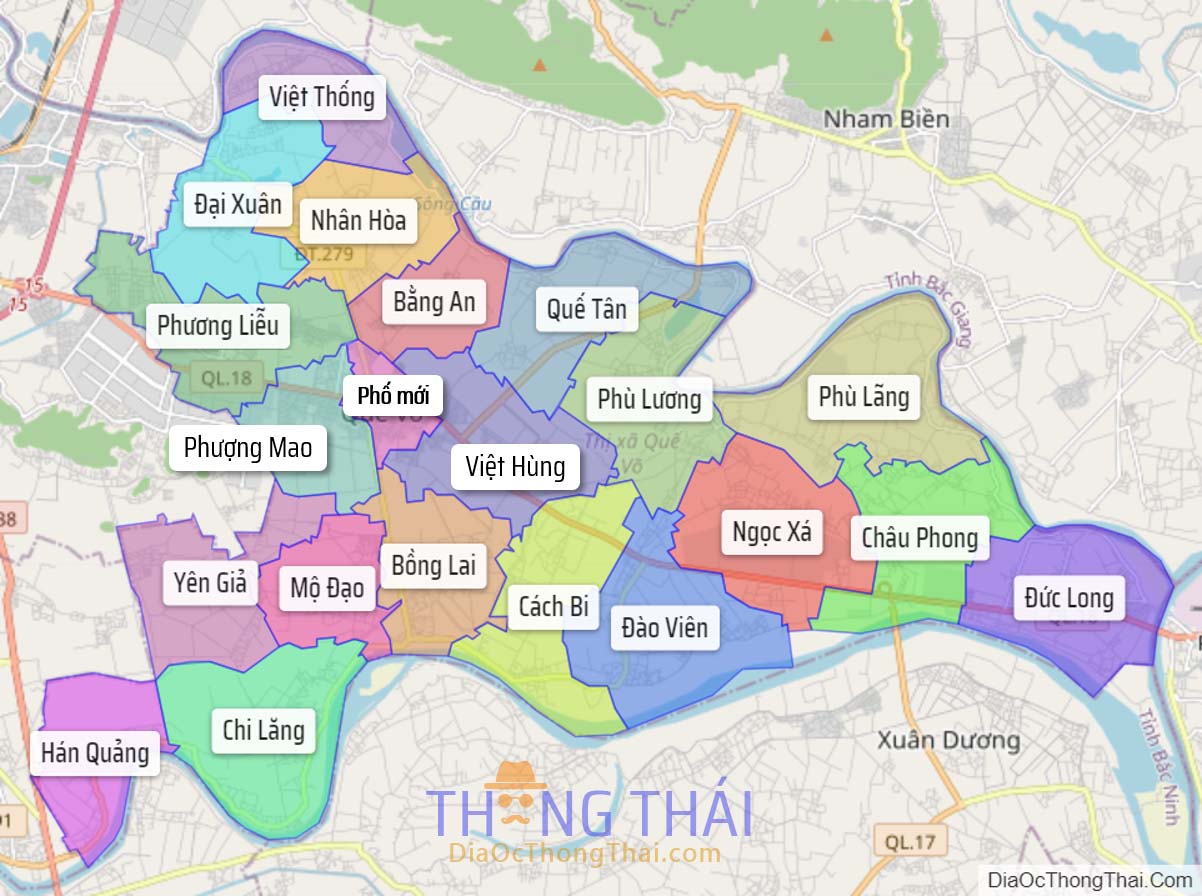 Bản đồ huyện Quế Võ.