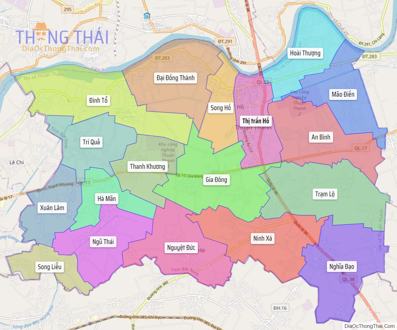 Bản đồ huyện Thuận Thành (Kích thước lớn).