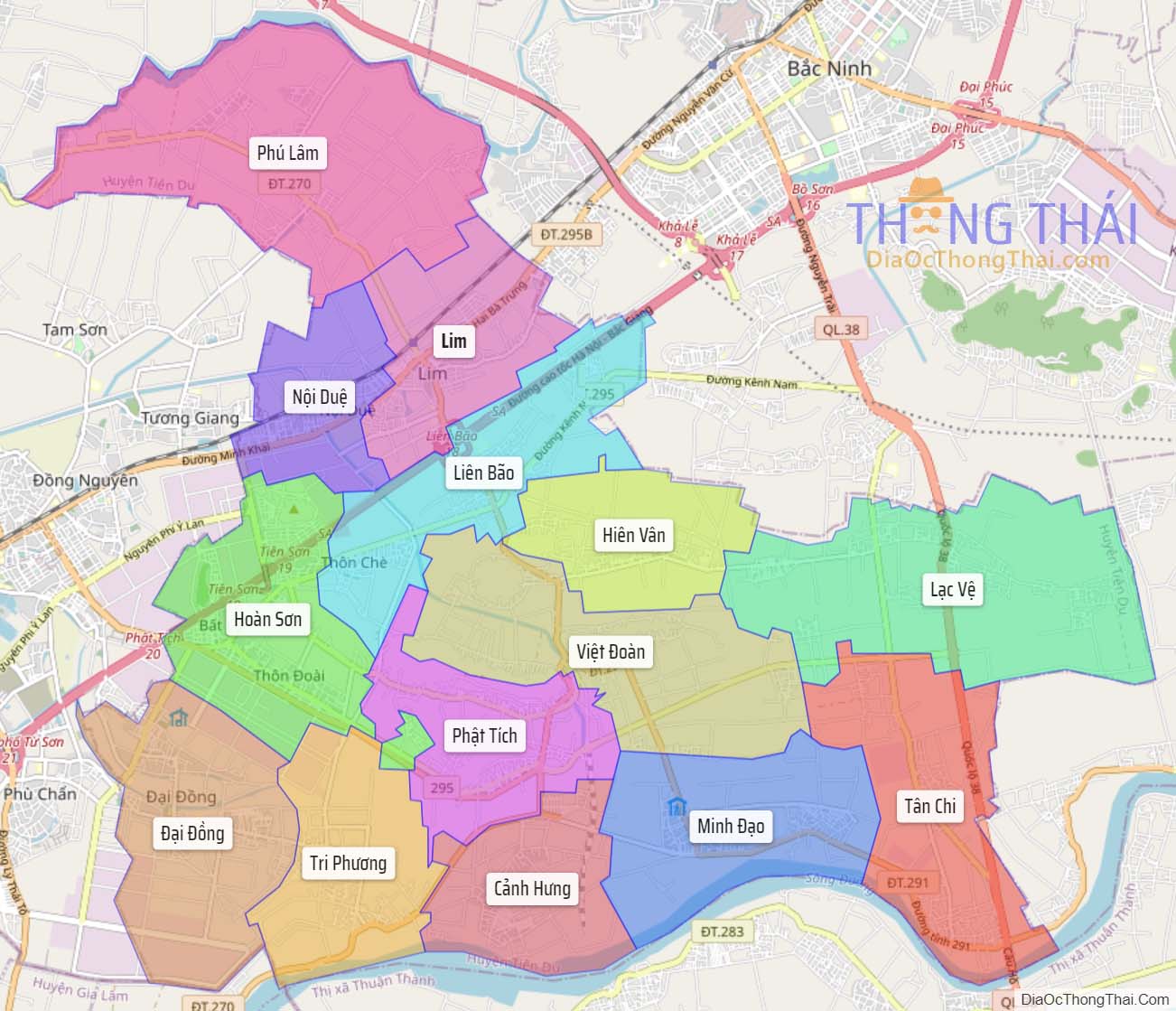 Bản đồ huyện Tiên Du (Kích thước lớn).