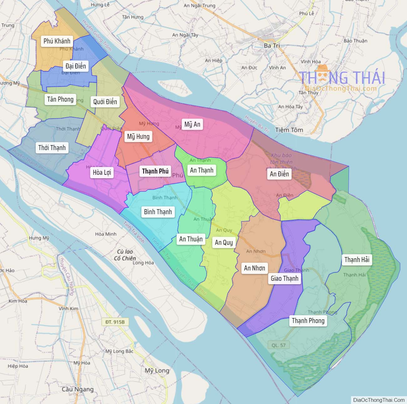 Bản đồ huyện Thạnh Phú