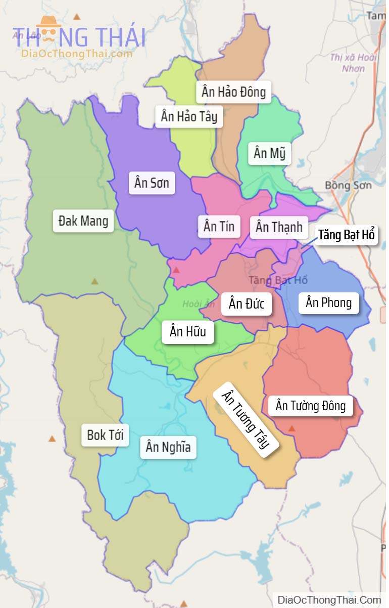 Bản đồ huyện Hoài Ân.