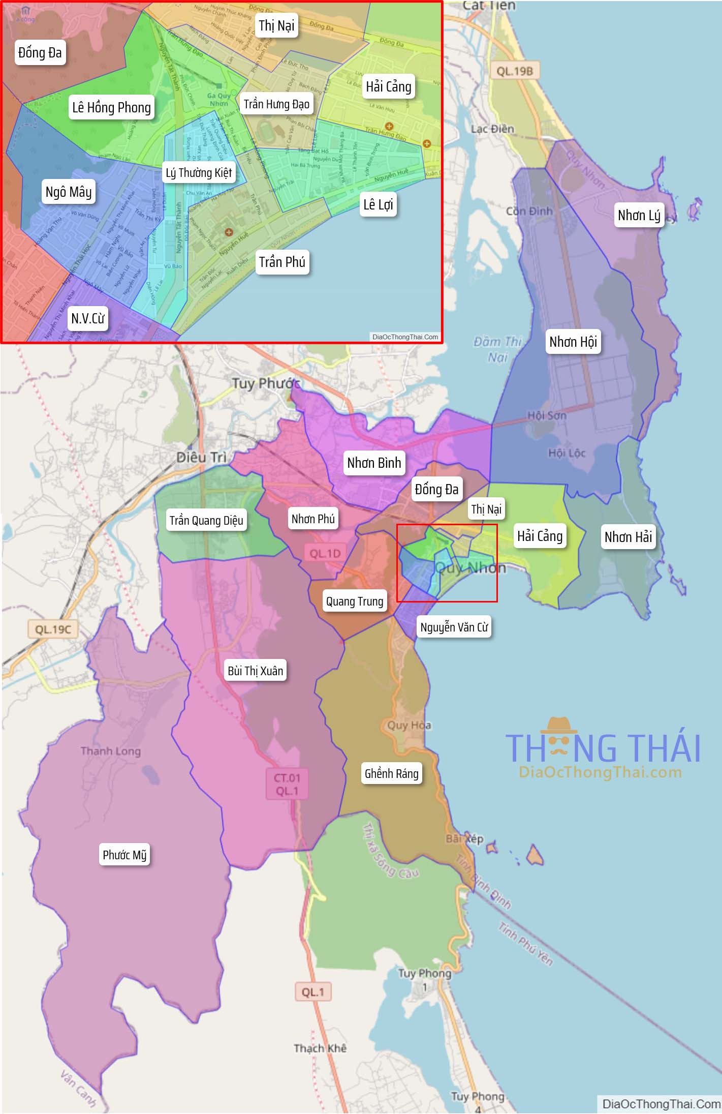 Bản đồ thành phố Quy Nhơn.