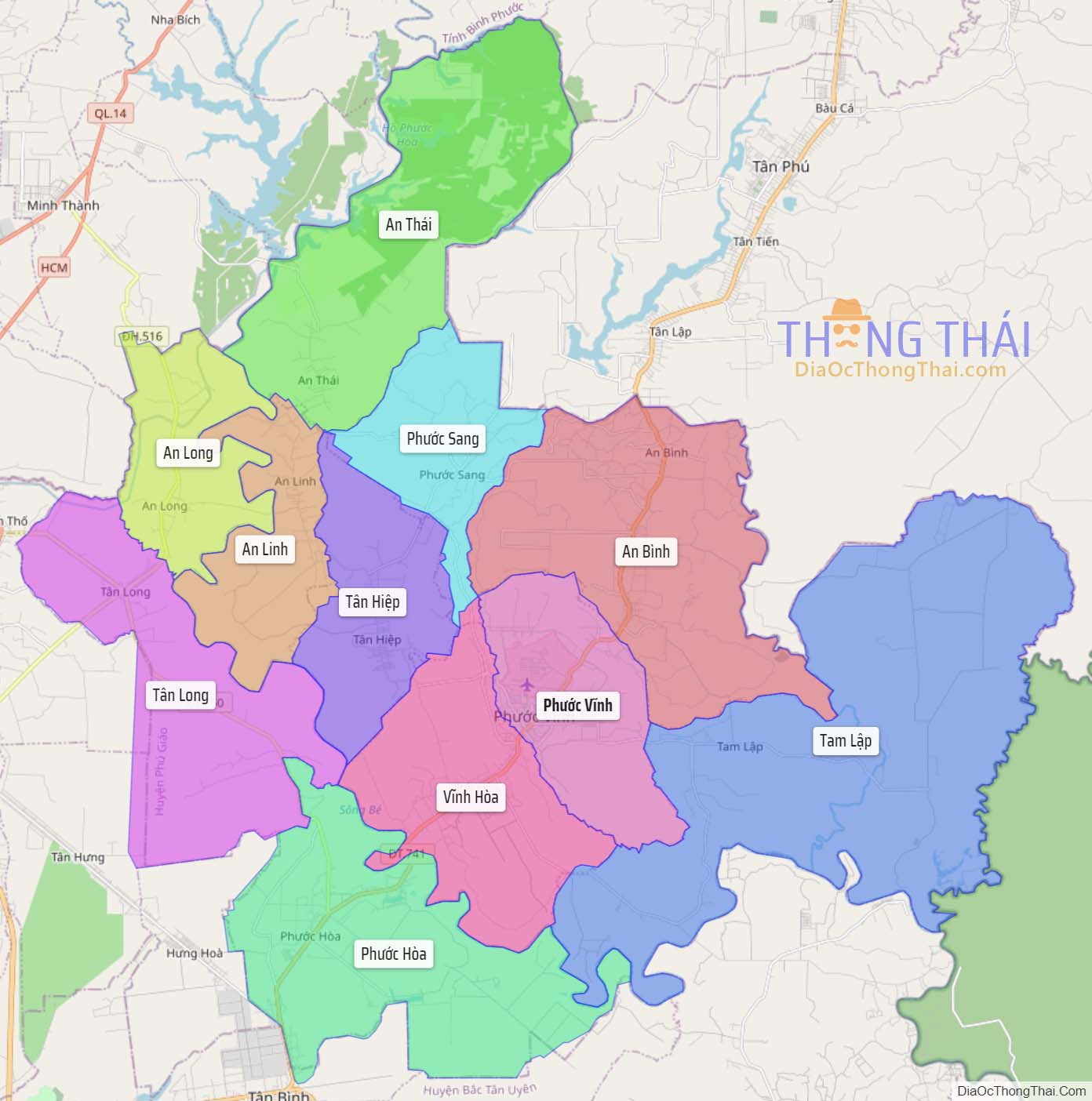 Bản đồ huyện Phú Giáo.