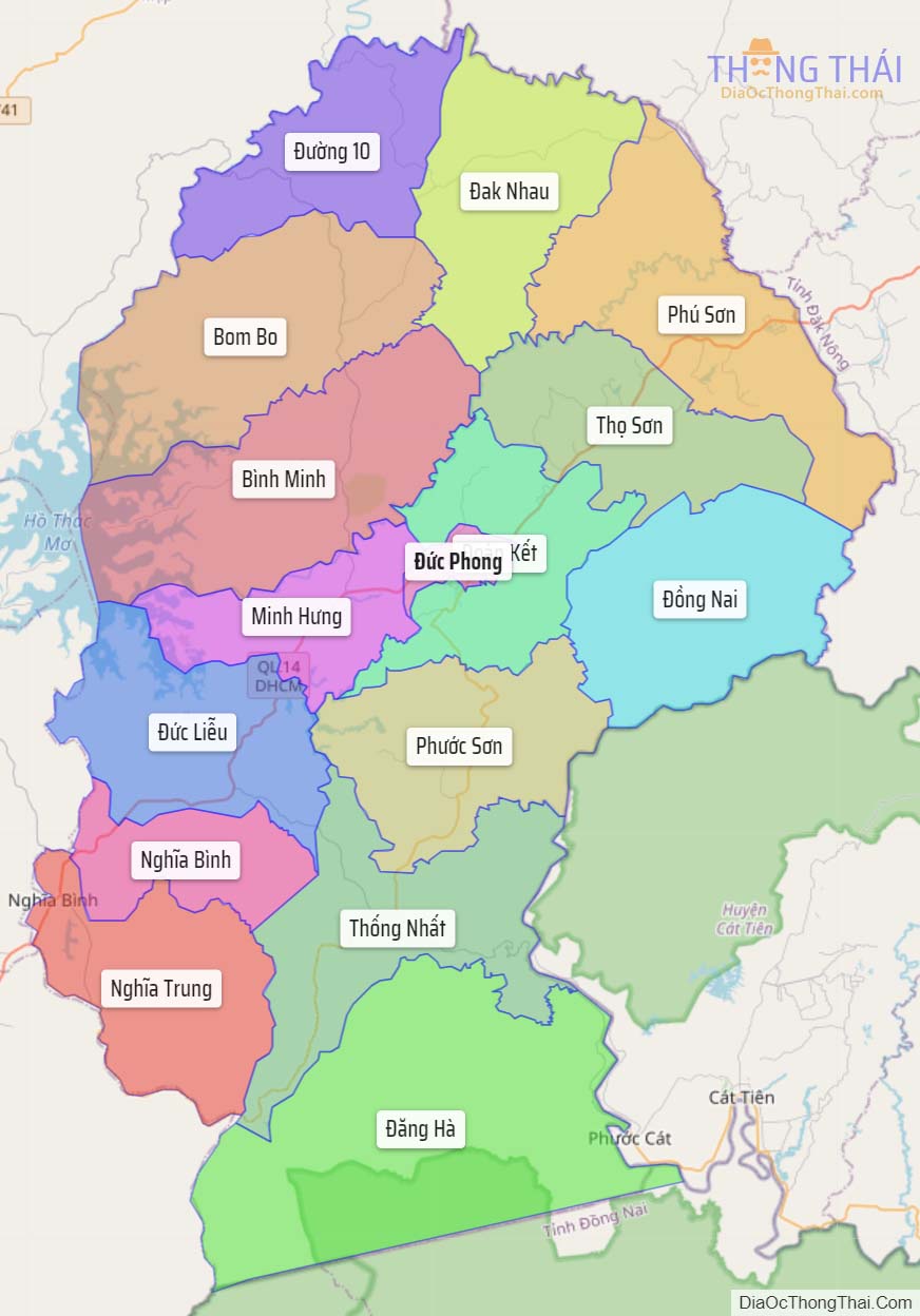 Bản đồ huyện Bù Đăng.
