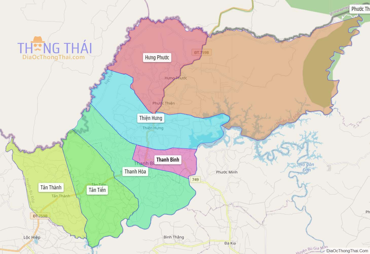 Bản đồ huyện Bù Đốp.