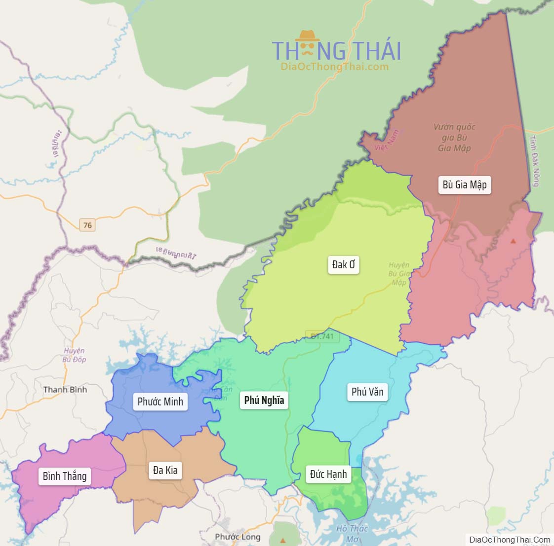 Bản đồ huyện Bù Gia Mập.