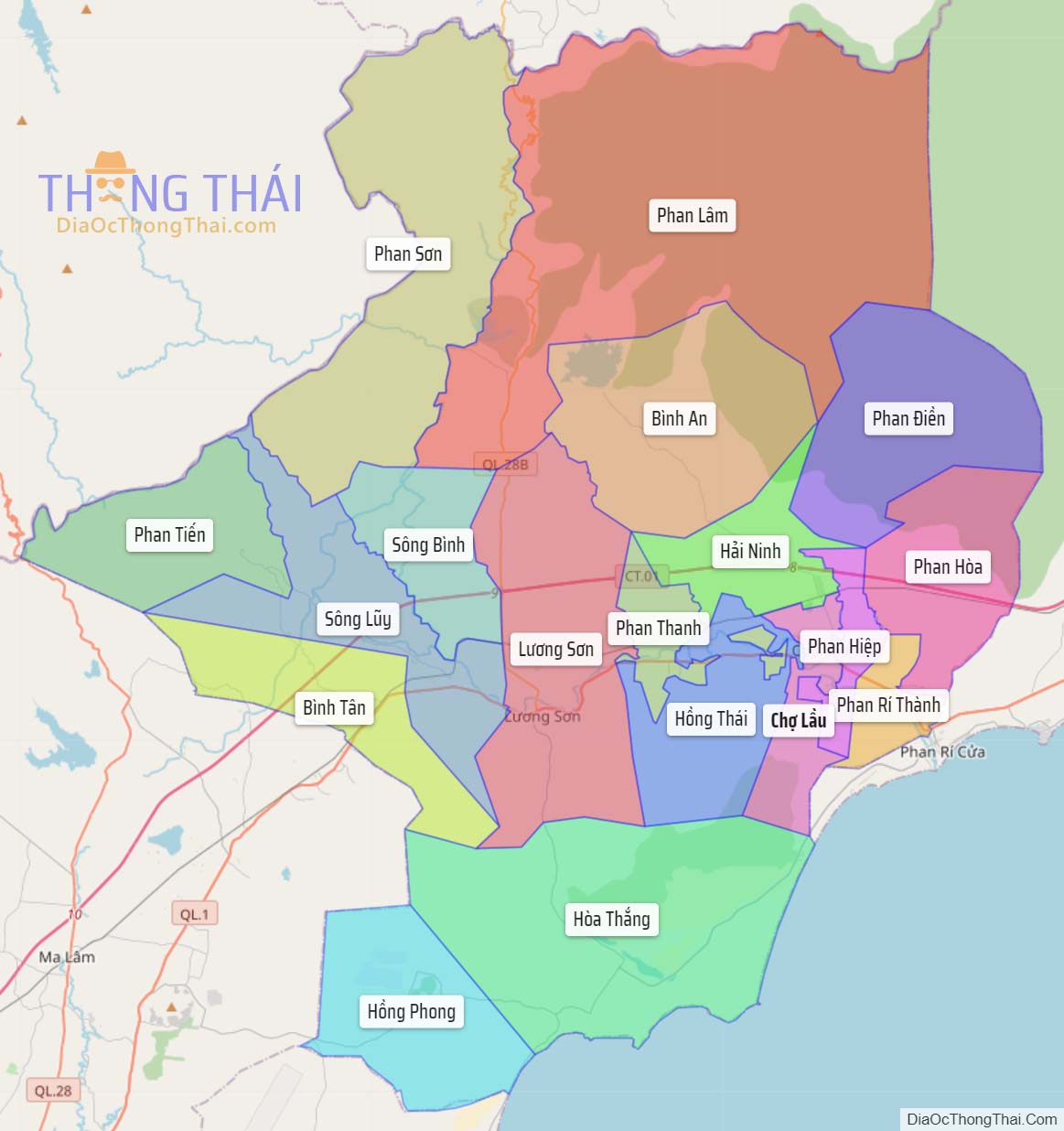 Bản đồ huyện Bắc Bình.