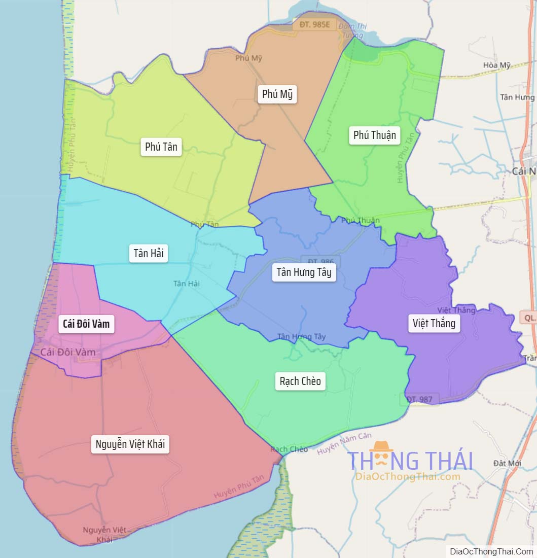 Bản đồ huyện Phú Tân.