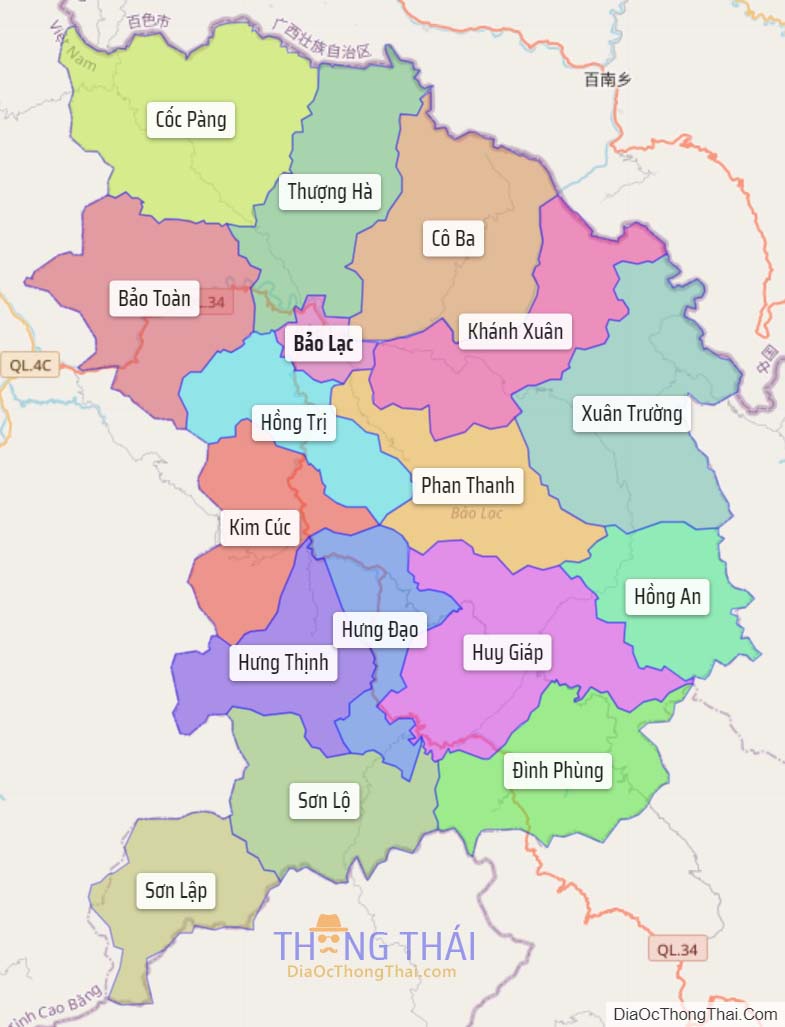 Bản đồ huyện Bảo Lạc.