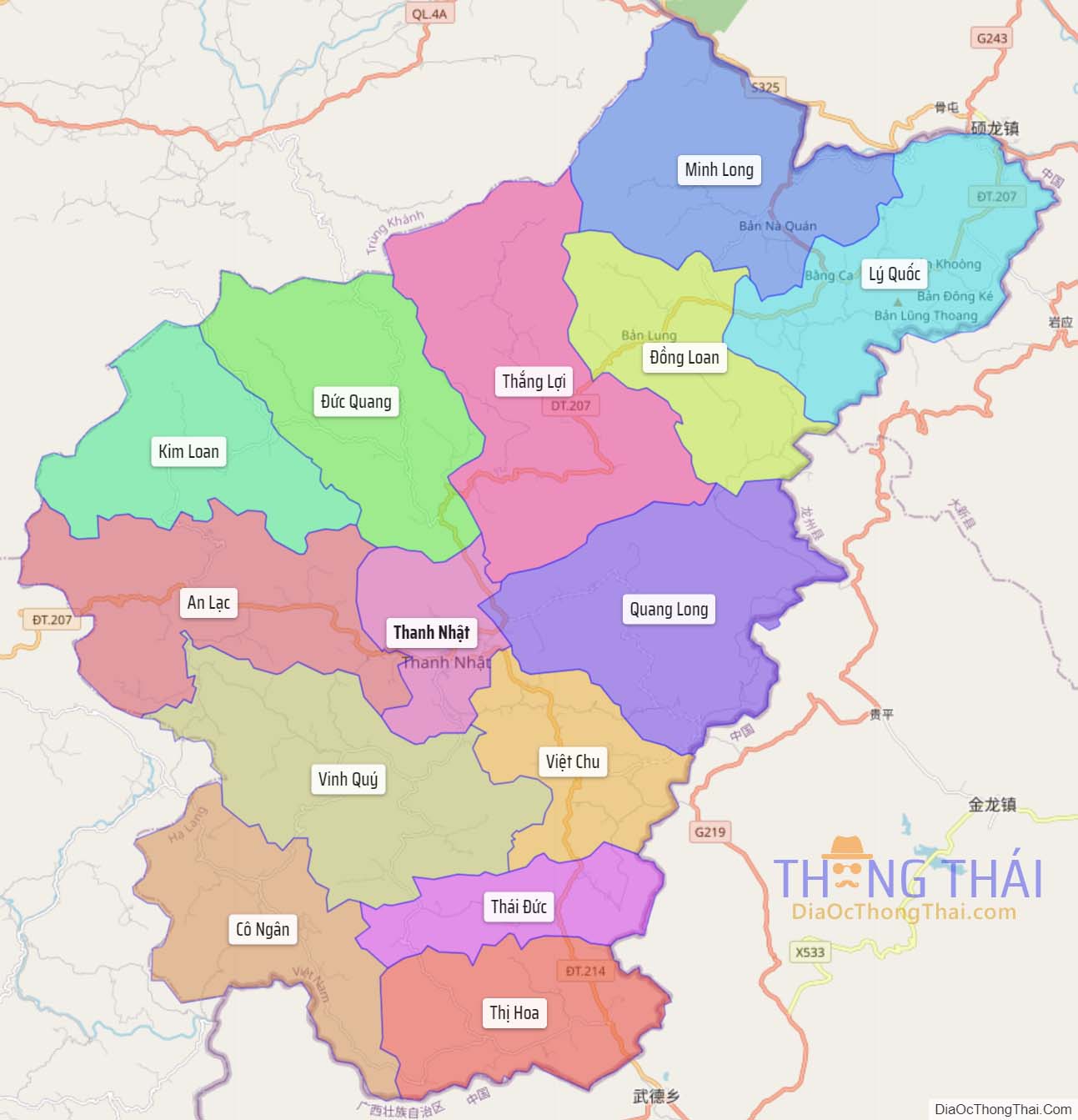 Bản đồ huyện Hạ Lang.
