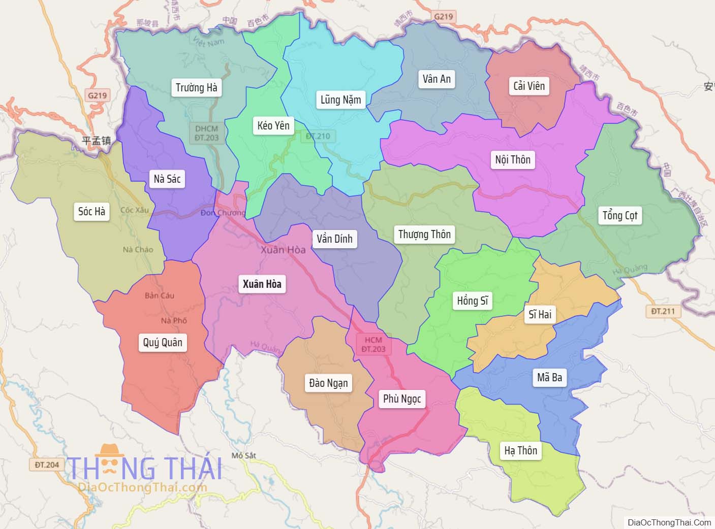 Bản đồ huyện Hà Quảng.