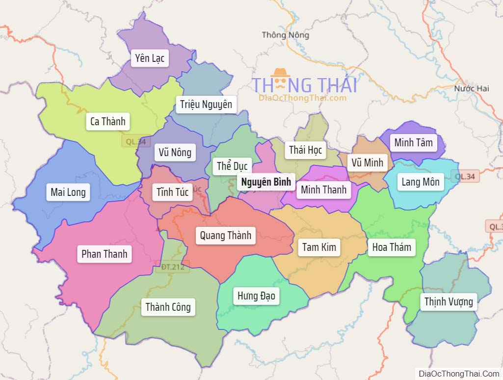 Bản đồ huyện Nguyên Bình.